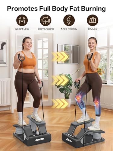 JOROTO Air Stepper Exercise Machine with LED Monitor and Resistance Bands - Black