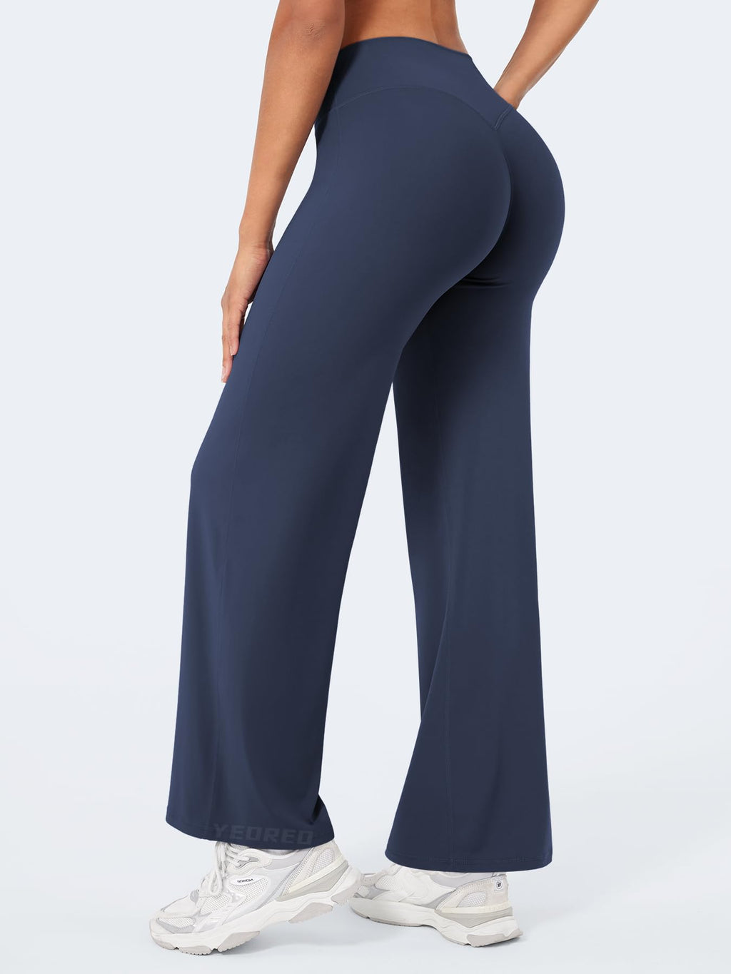 YEOREO Workout Leggings Womens No Front Seam Straight Leggings 29" High Waist Buttery Eddiy Gym Yoga Pants Navy Blue XL