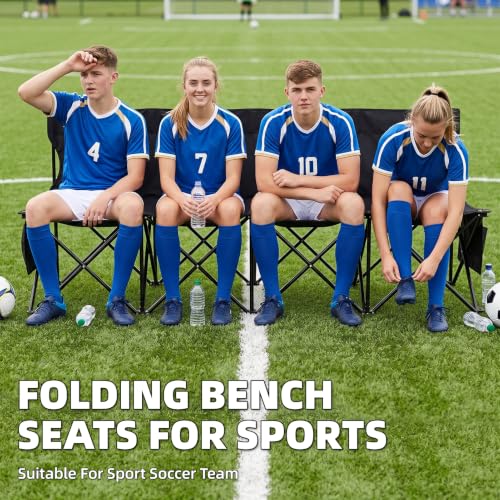 G GOOD GAIN Portable Soccer Bench 4 Seats Black - Foldable, No Assembly