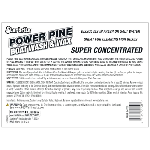 Star Brite Power Pine Wash & Wax 128 Oz Gallon - Marine Grade Boat & Car Cleaner & Protectant
