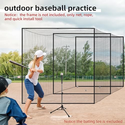 10x10x10ft Heavy Duty Baseball Batting Cage Net Backstop Barrier for Backyard Practice