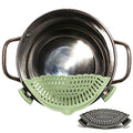 Green and Gray Silicone Kitchen Clip-On Strainers for Pots - 2 Pack