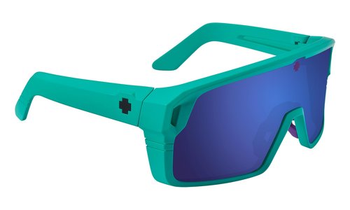Spy Optic Monolith, Cylindrical Shield Sunglasses, Color and Contrast Enhancing Lenses, Matte Teal - Happy Gray Green Dark Blue Spectra Mirror Lenses
