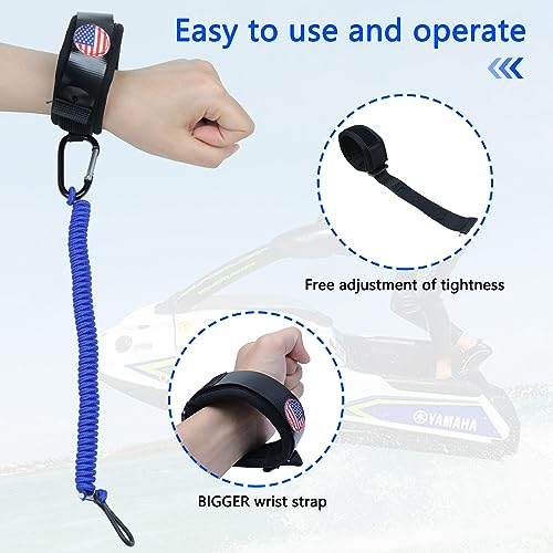 Boat Kill Switch Lanyards with Wrist Strap - Fit for Mercruiser - Black & Blue
