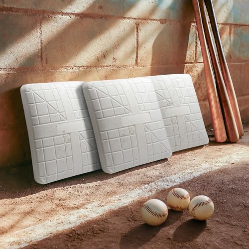 White Baseball & Softball Base Set - 3 Molded 15 In. Bases with Waffle Bottom & Anchors