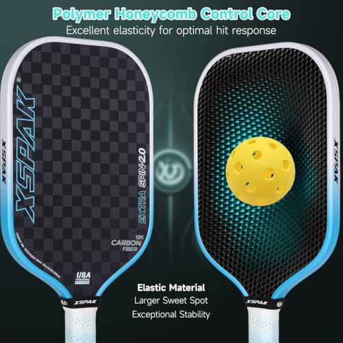 XS XSPAK Blue 12K Carbon Fiber Pickleball Paddle USAPA Approved with Cushion Grip