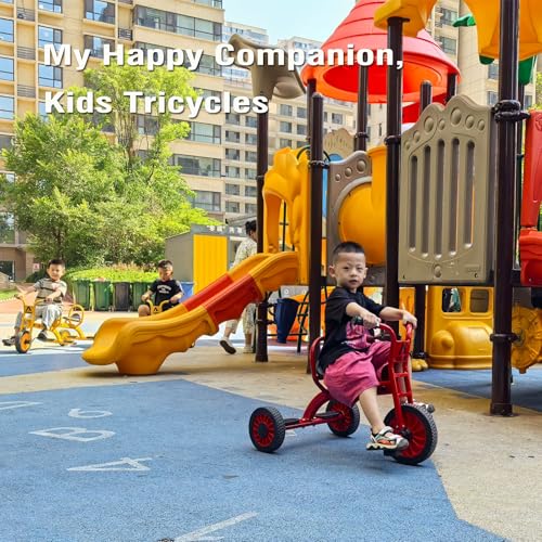 Ageliya Preschool Kids Tricycle for 3-7 Years Old - Sturdy Metal Frame, Red