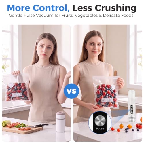 Handheld Food Vacuum Sealer with 30 Reusable Bags – Portable & Rechargeable