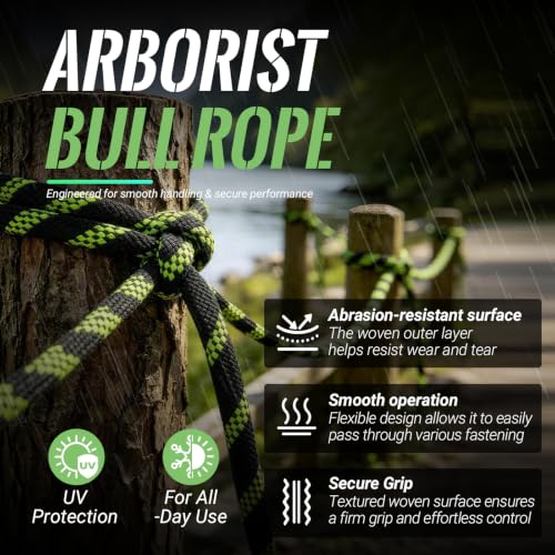 Heavy Duty 1/2 Inch Arborist Rope Black 150FT - Tree Rigging & Climbing