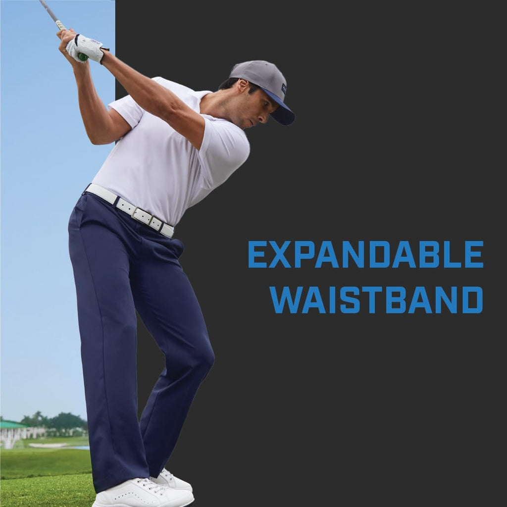 PGA Tour Men's Golf Pants - Flat Front Design with Expandable Waistband | Comfortable Fit