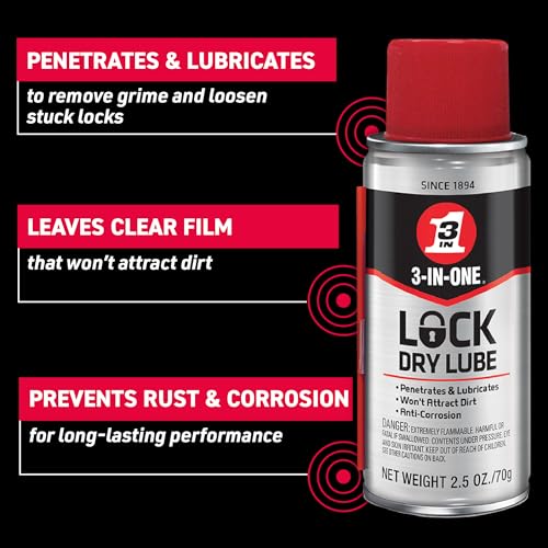 3-IN-ONE Lock Dry Lube Spray 2.5 OZ - 12-Pack for Locks & Keys