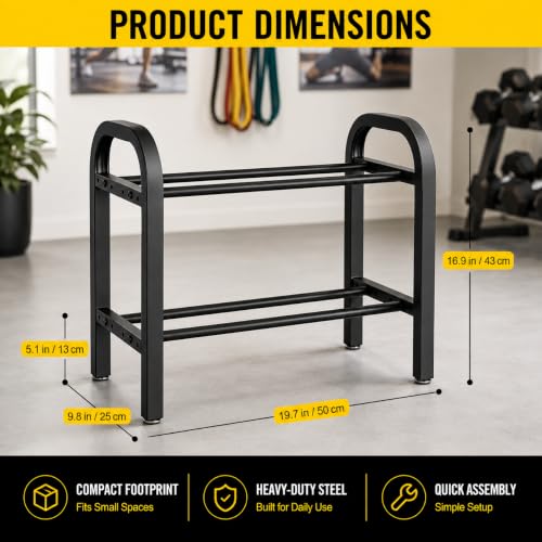 2-Tier Dumbbell Rack with Adjustable Spacing - Heavy Duty Home Gym Storage Stand