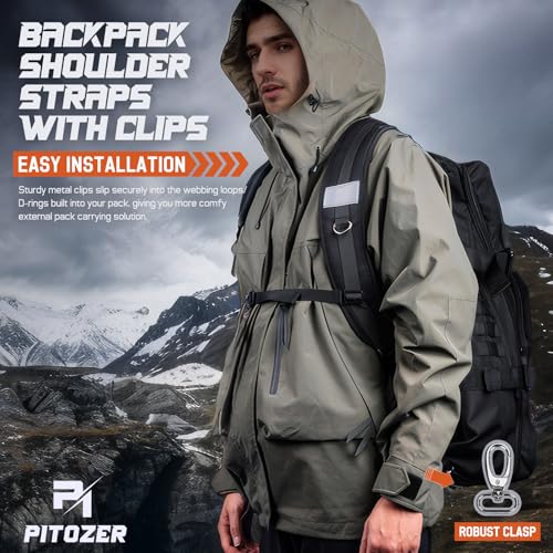 Pitozer Shoulder Strap Replacement for Bags with Black Metal Clips - Padded, Ventilated, Adjustable