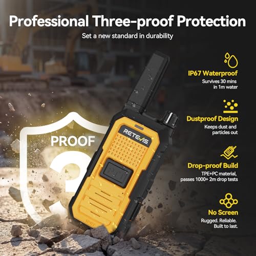 Retevis RB48A Rugged 2-Way Radio Set 4 Pack Long Range Shockproof Jobsite Communication