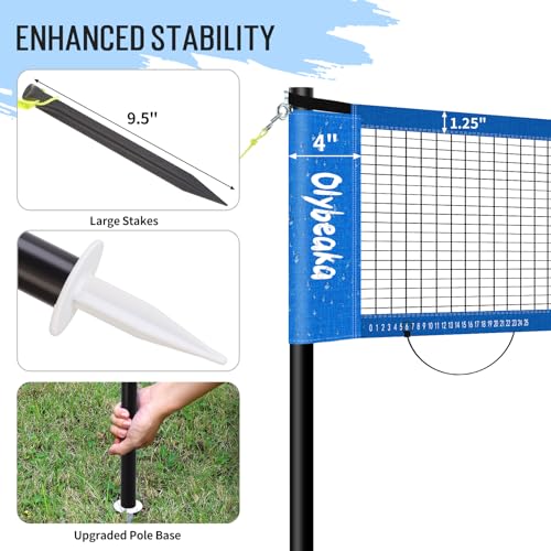 Blue 20ft Outdoor Volleyball & Badminton Net Set for Backyard Beach