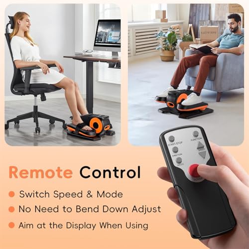 Under Desk Elliptical Machine for Seniors - Quiet Portable Pedal Exerciser with Remote and 12 Speeds