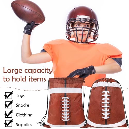 Soccer Travel Drawstring Gift Bags - Football Design, 15.8 x 13.4 Inches - Pack of 12