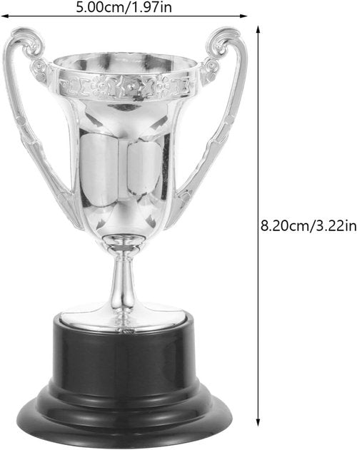 Kisangel Mini Trophy Cups - 10 Pcs Plastic Award Trophies for Kids | 3.22 Inch Silver Winner Awards