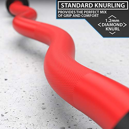 Synergee EZ Curl Bar - Red Cerakote, Chrome & Black Phosphate, 45.5 Inch