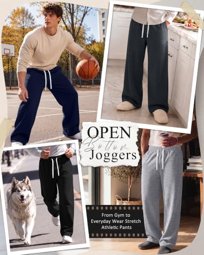 Velvelhall 5X-Large Men's Navy Blue Open Bottom Jogger Sweatpants Pack of 4