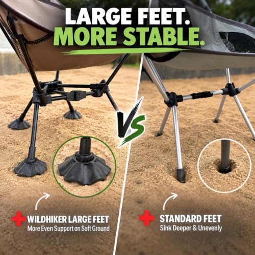 Wildhiker Compact Folding Camping Chair Set - Black, 2 Pack, Ultralight & Stable