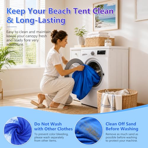10x10FT Beach Sun Shelter with Mat & Sandbags - UPF50+ Windproof Canopy
