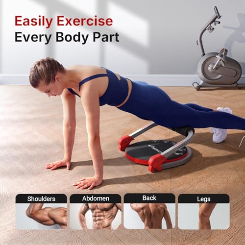 MERACH Ab Machine Round Red Sit Up Exercise Equipment with Adjustable Resistance