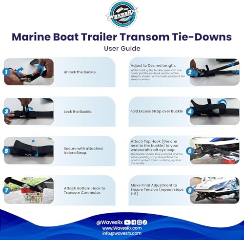 Stainless Steel Boat Trailer Transom Tie Down Straps - 2x48 Inches, 2 Pack, Heavy Duty Marine-Grade with Quick Release Buckles - 1,200 lbs MBS - Variation of STAINLESS 2x48