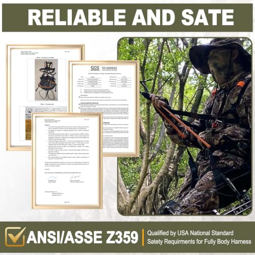 Kalkal Tree Stand Safety Harness for Hunting with Saddle Bridge M/L/XL