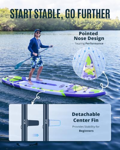ZLX Inflatable Paddle Board 11'6" x 33" Stable & Fast with Purple Camo Variation