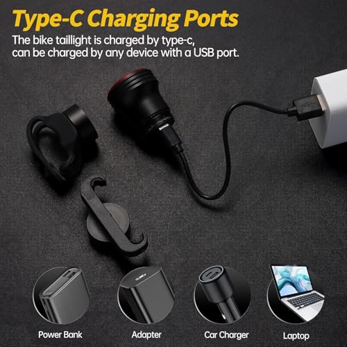 Smart Bike Tail Light with Brake Sensing Auto On/Off USB Rechargeable Waterproof