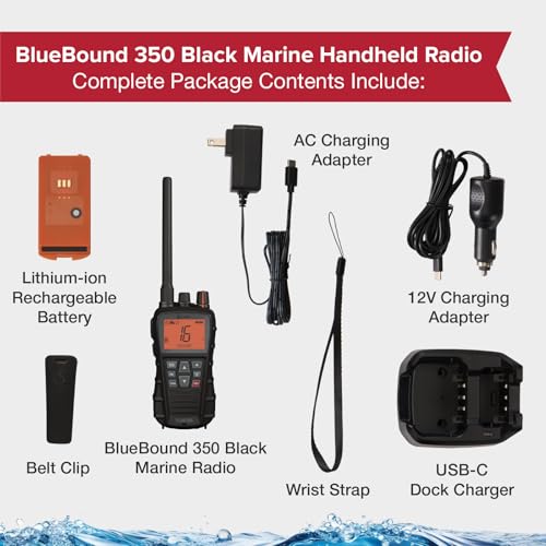 Cobra BlueBound 350 VHF Marine Handheld Radio, 6W Waterproof Floatable Black