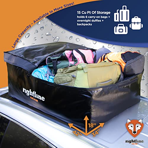 Rightline Gear Waterproof Rooftop Cargo Carrier 10 Cu Ft Black - Fits Vehicles With or Without Roof Rack