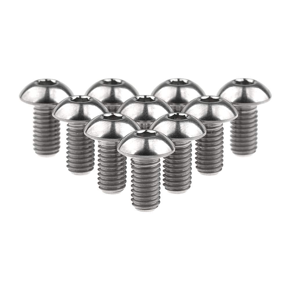 Wanyifa Titanium Ti Water Bottle Cage M5x8 10 12 15mm Bolt Button Head Allen Key Screws Pack of 10 (Silver, M5x10mm)