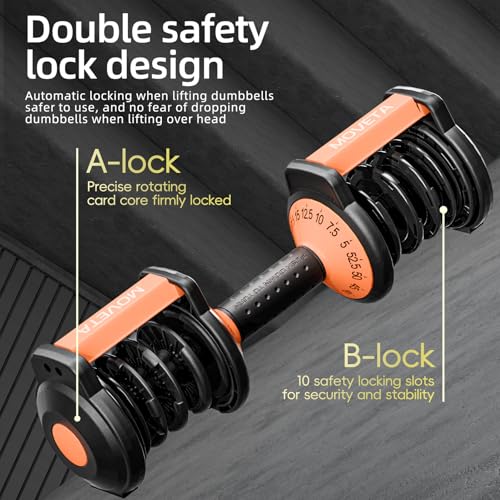 Adjustable Dumbbell Set 2 x 52.5 lbs with Quick-Change Weights & Safety Lock