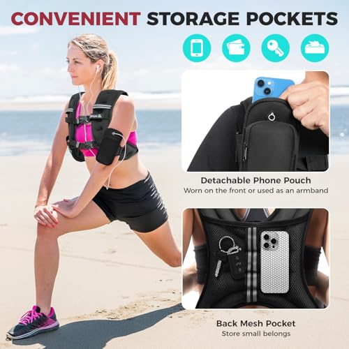 BAGAIL Women’s 30Lb Weighted Vest for Running & Training Black - Even Weight Distribution & Reflective Stripes