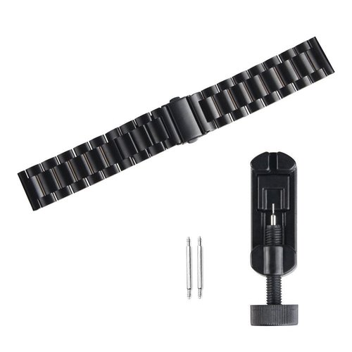 Compatible with ALPHAGEAR Smartwatch Bands, 22mm, 24mm Quick Release Stainless Steel Metal Replacement Straps Compatible with ALPHAGEAR Bravo II, Raptor, Commander, Juliet Smartwatch (Black, 24mm size band)