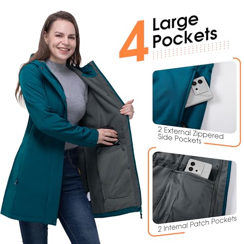 Women's 33,000ft Softshell Hooded Jacket XL Modern Blue Waterproof Fleece Lined Raincoat