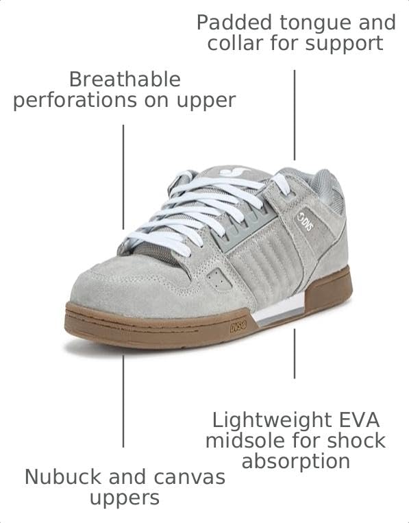 DVS Celsius Skate Shoes for Men - Charcoal White Gum, Size 11