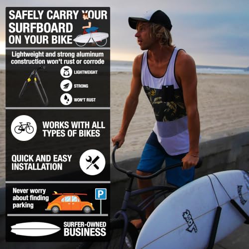 Ho Stevie! Surfboard Bike Rack - Black for Bikes Up to 8 Feet Shorter