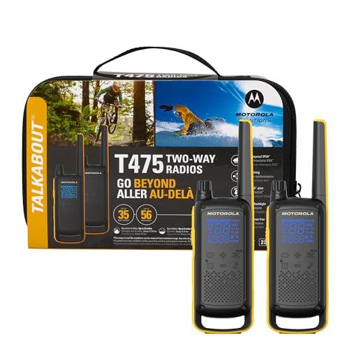 Two-Way Radio Set with 22 Channels, Weatherproof, 35-Mile Range – Black & Yellow, 2 Pack