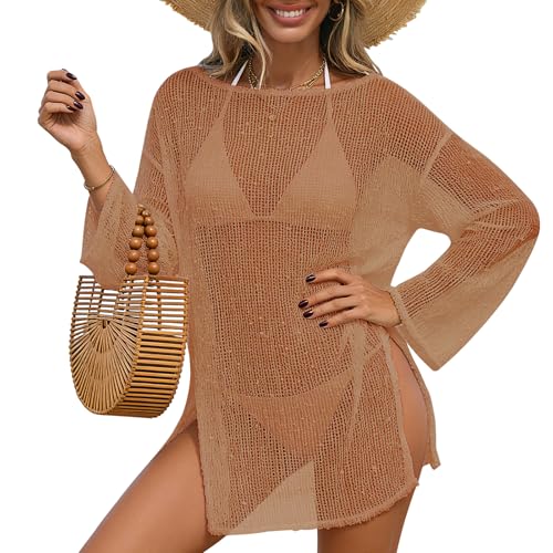 Women Khaki Bikini Cover Up Dress for Summer Beach Vacation 2026 XL