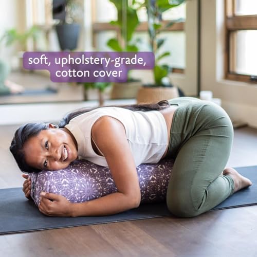 Yoga Bolster - Supportive Firm Cushion for Restorative Poses - Plum Solid