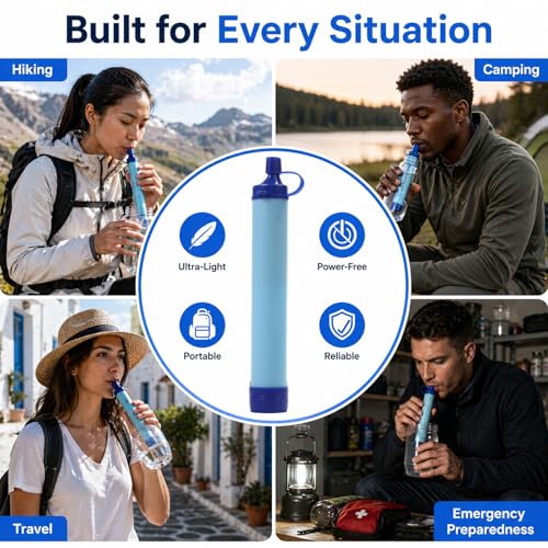 Emergency Water Filter Straw 1500 Gallons for Camping Hiking Travel Survival