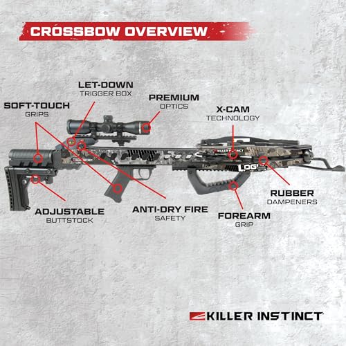 Killer Instinct LOGIX 435 Crossbow Kit 435 FPS 210 LB Draw, Scope & De-Cocking