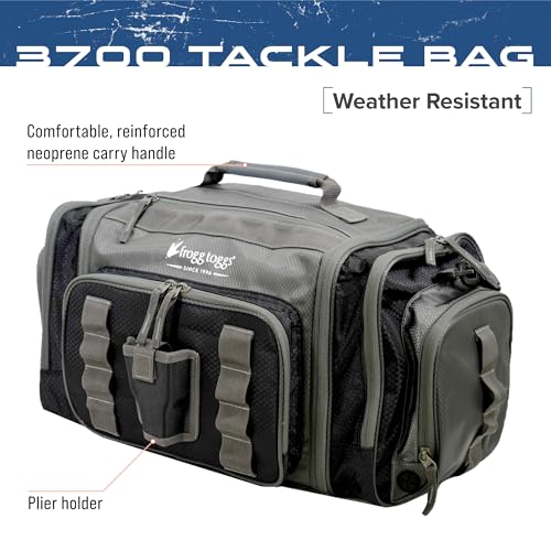 FROGG TOGGS Heavy Duty Fishing Tackle Duffel Bag with 4 Bait Trays - Black / 3700