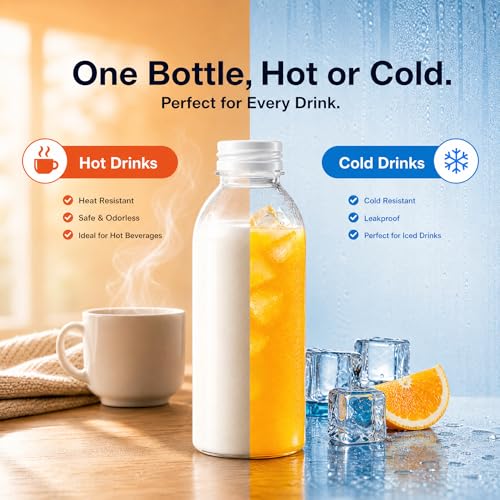 EONJOE 12-Pack 12oz BPA-Free Plastic Water Bottles for Juice & Milk - Dishwasher Safe