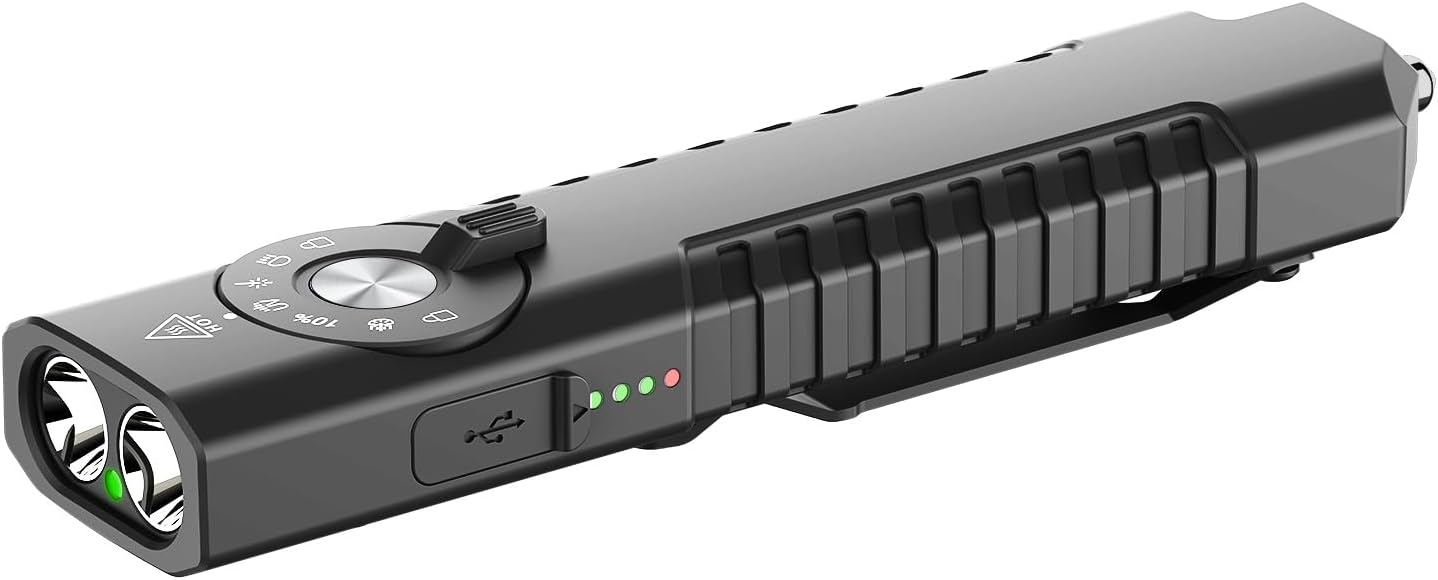 Solofish 1400-Lumen EDC Flashlight - 5-in-1 Portable LED with UV, Green Light & Strobe Function