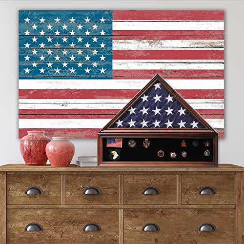 Veteran Flag Shadow Box 5x9.5 Solid Walnut Display Case - Medium Walnut Finish