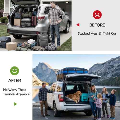 Blue Rooftop Cargo Carrier 22 Cu Ft Waterproof Car Roof Bag with Hooks & Lock